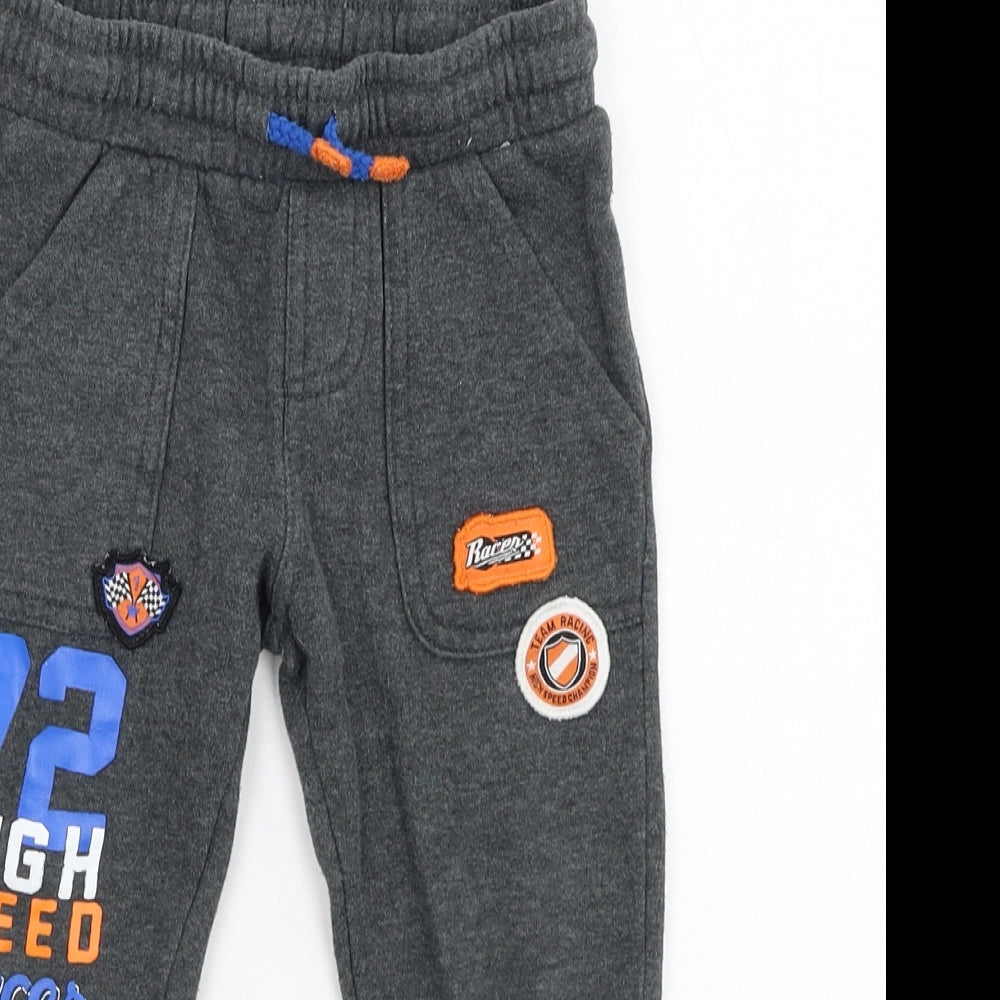 F&F Boys Grey  Cotton Jogger Trousers Size 2-3 Years  Regular Pullover - Racer