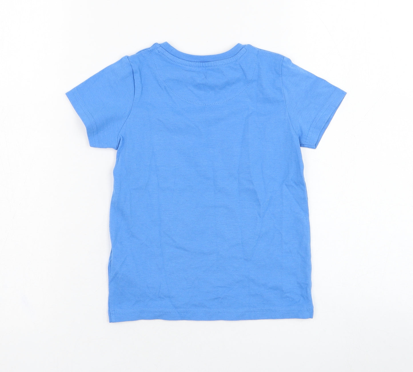 Marks and Spencer Boys Blue  Cotton Basic T-Shirt Size 2-3 Years Round Neck Pullover - Fireman Sam