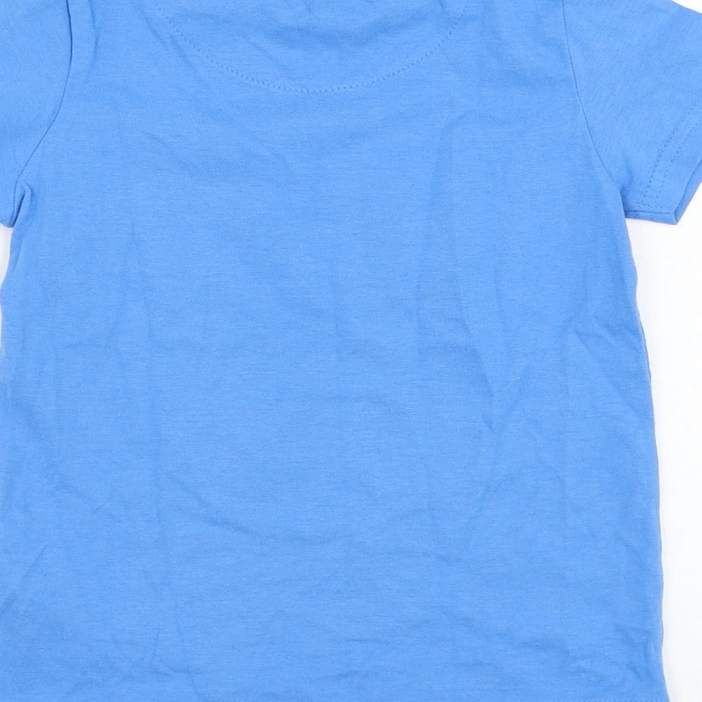 Marks and Spencer Boys Blue  Cotton Basic T-Shirt Size 2-3 Years Round Neck Pullover - Fireman Sam