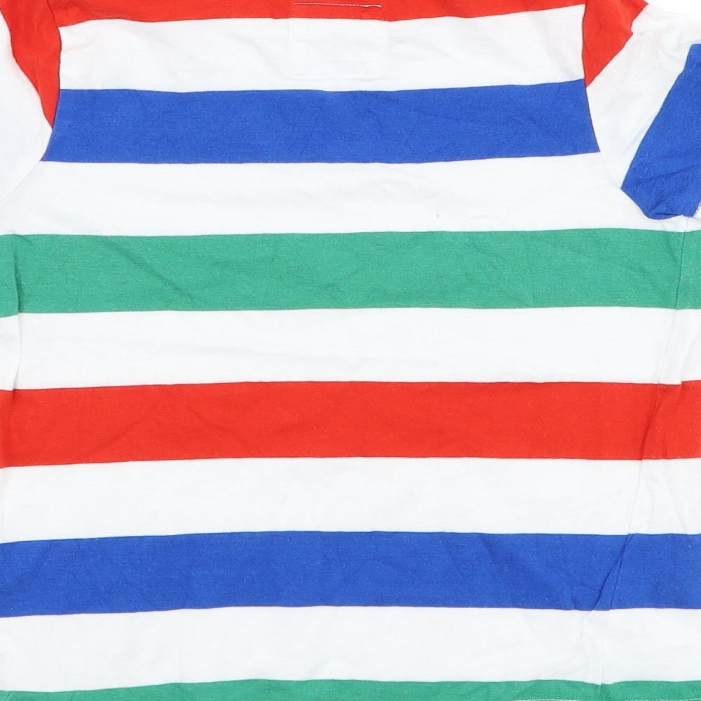 TU Boys White Striped Cotton Basic T-Shirt Size 3-4 Years Round Neck Pullover