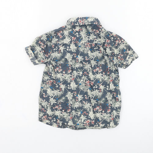 F&F Boys Green Floral Cotton Basic Button-Up Size 2-3 Years Collared Button