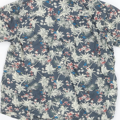 F&F Boys Green Floral Cotton Basic Button-Up Size 2-3 Years Collared Button