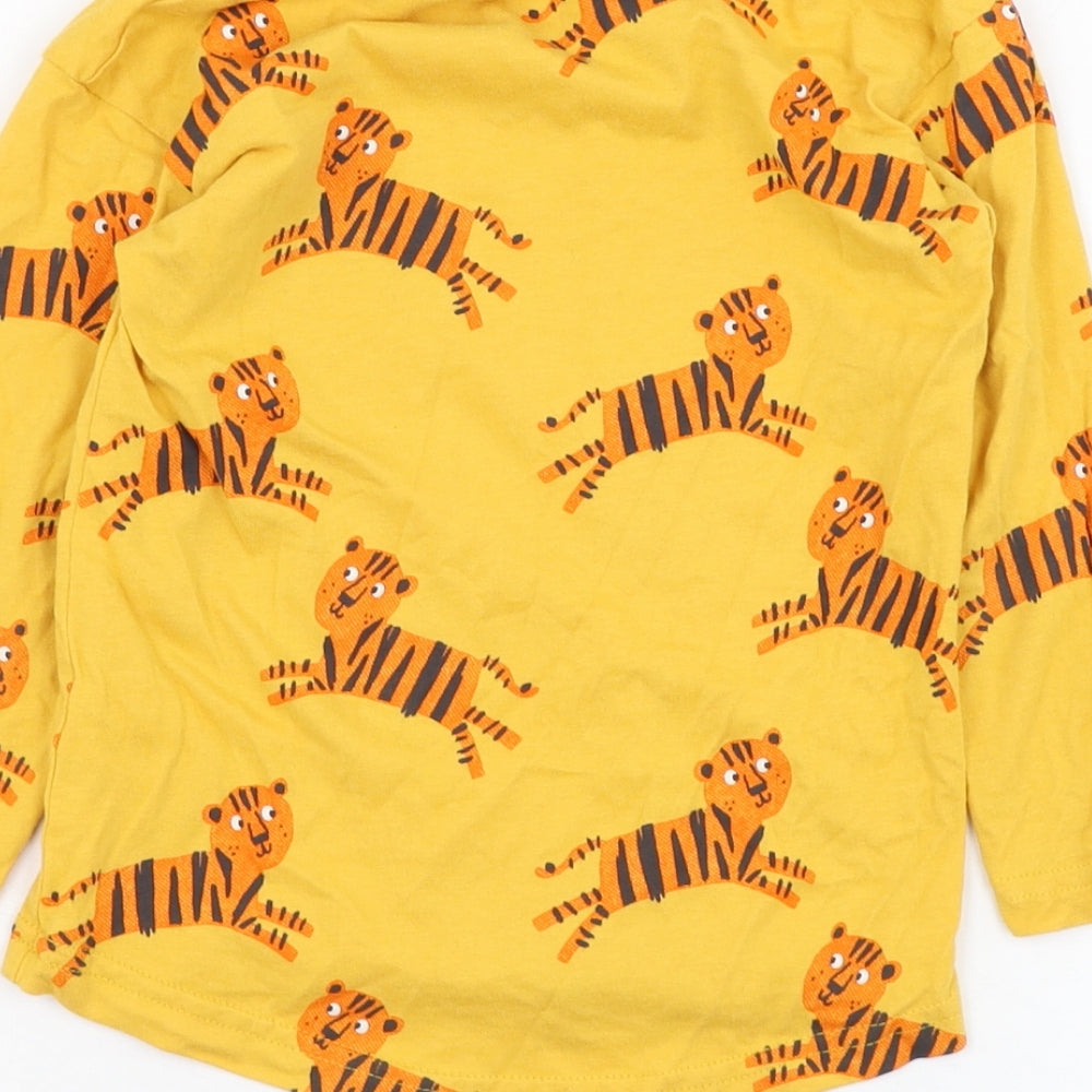 George Boys Yellow  Cotton Basic T-Shirt Size 2-3 Years Round Neck Pullover - Tiger