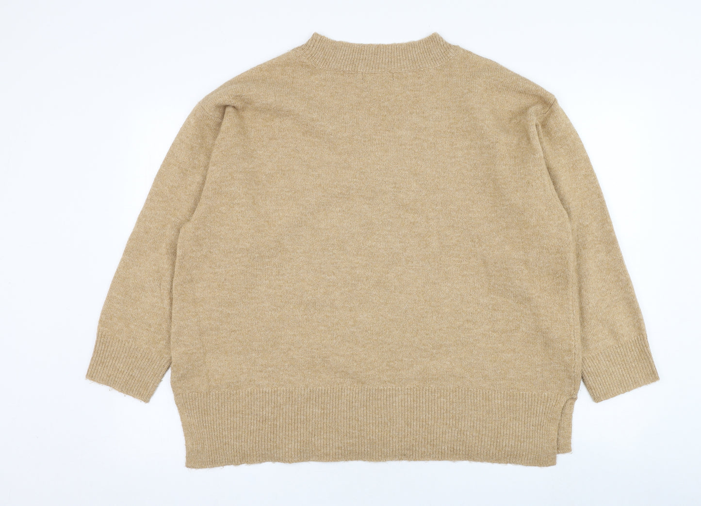 New Look Womens Brown V-Neck  Acrylic Pullover Jumper Size L