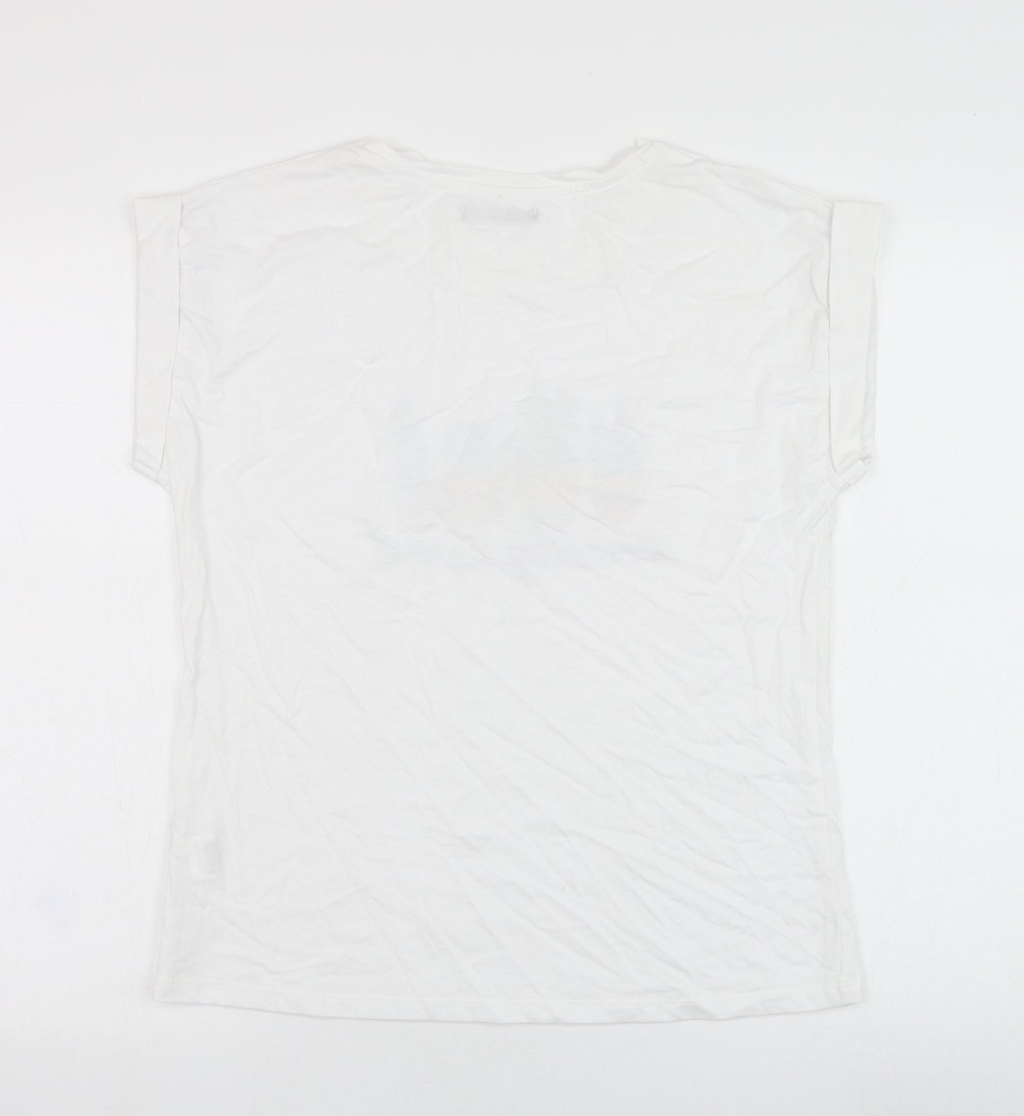 Obu Womens White  Cotton Basic T-Shirt Size S Round Neck - #Cactus mood