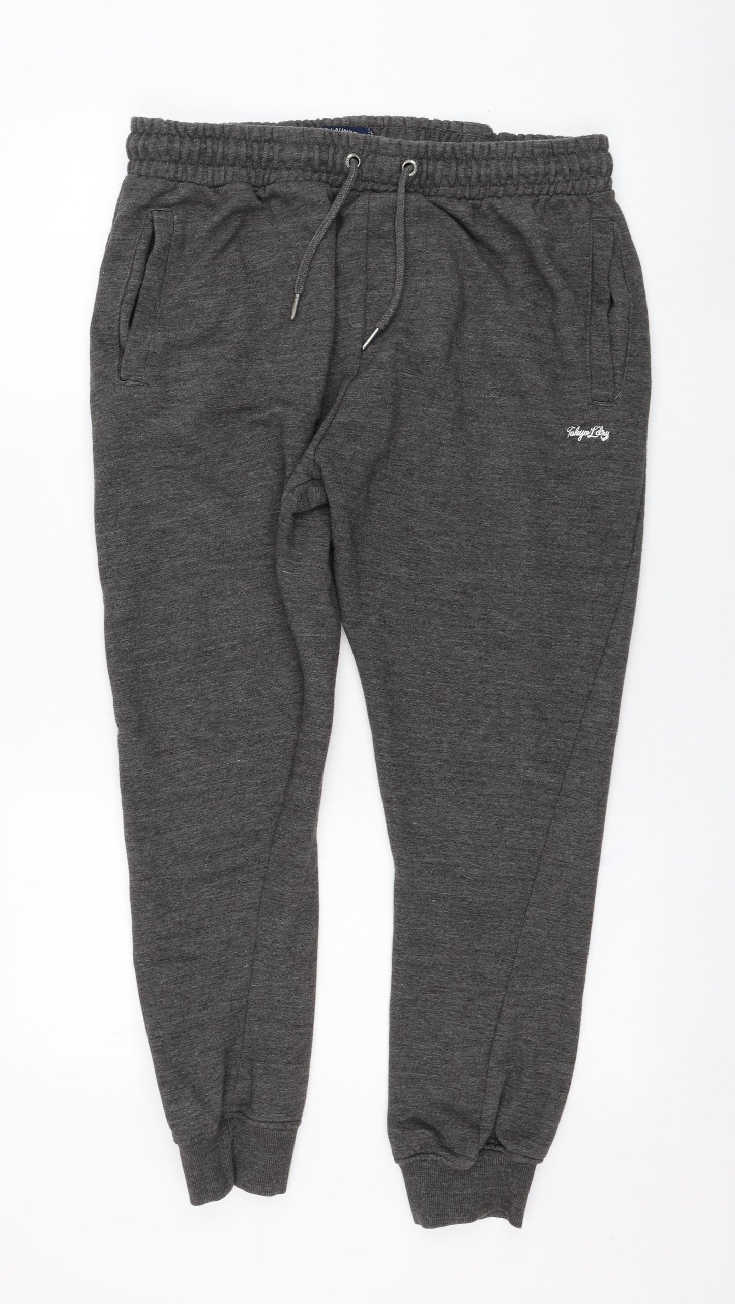 Tokyo Laundry Mens Grey  Cotton Jogger Trousers Size L L28 in Regular