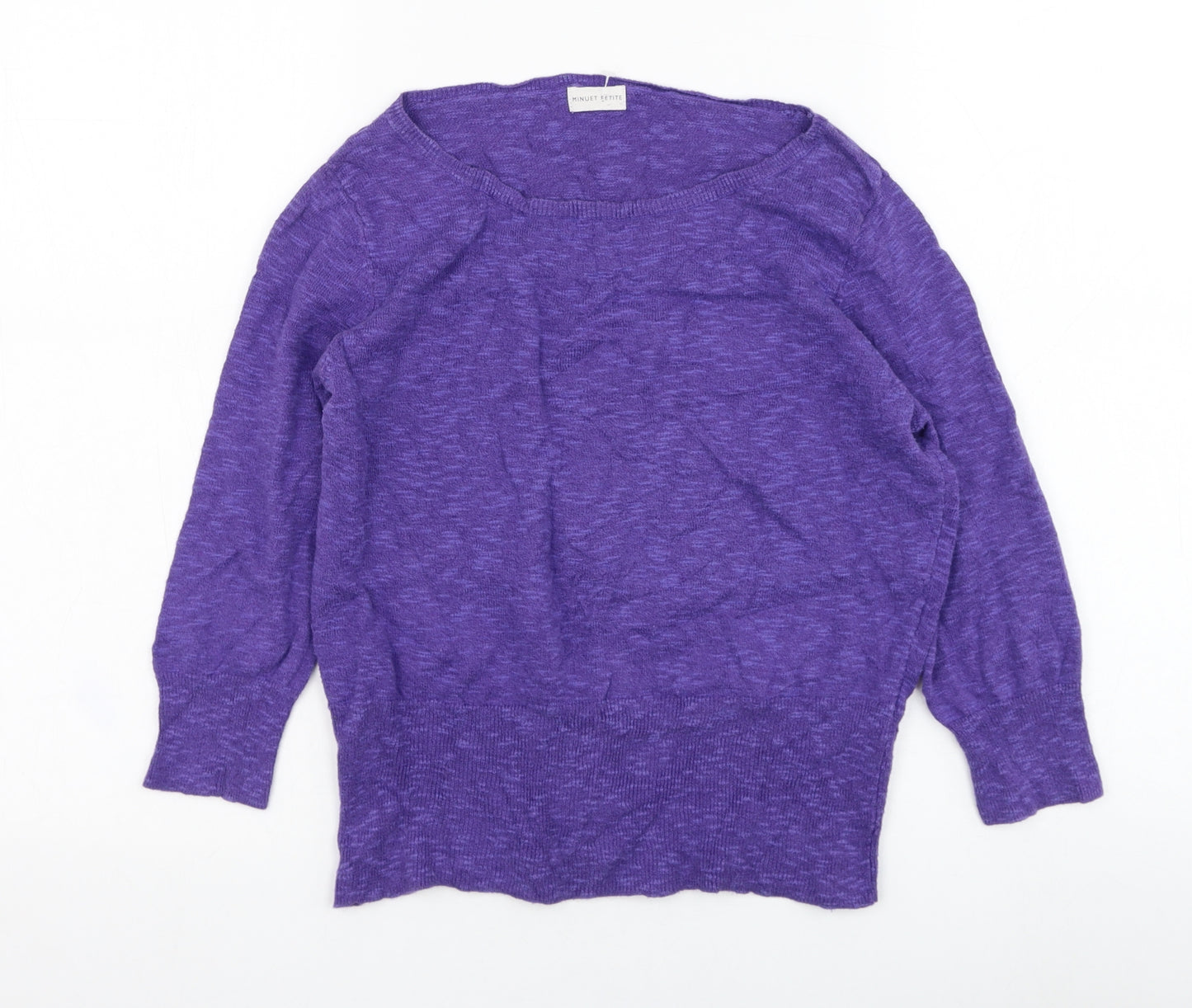 MINUET Womens Purple Round Neck  Linen Pullover Jumper Size M