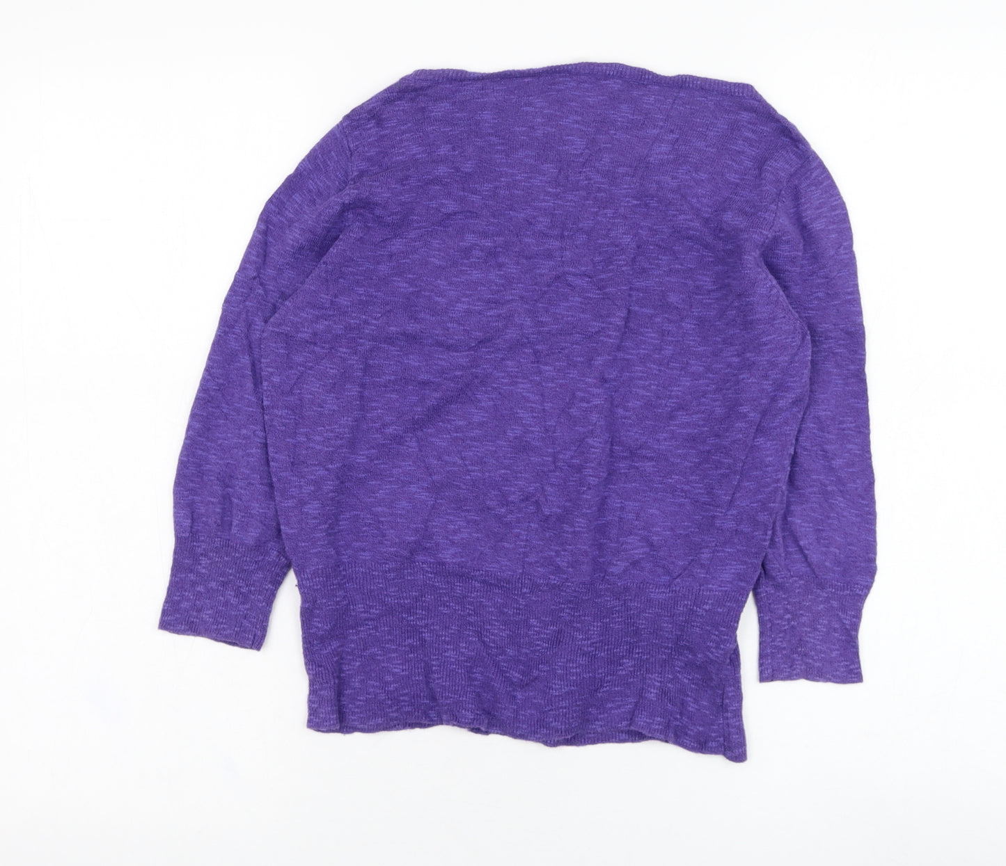 MINUET Womens Purple Round Neck  Linen Pullover Jumper Size M