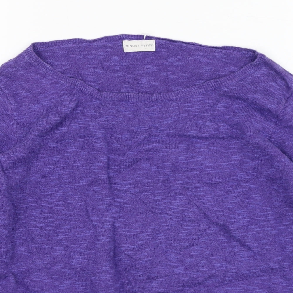 MINUET Womens Purple Round Neck  Linen Pullover Jumper Size M