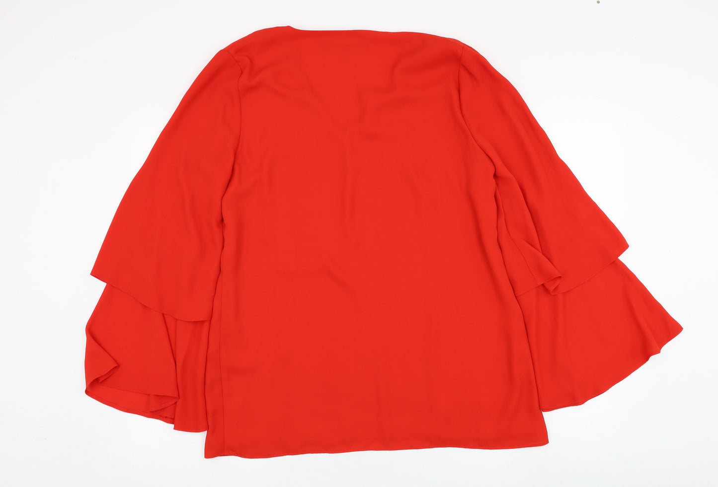 Debenhams Womens Red  Polyester Basic Blouse Size 14 V-Neck