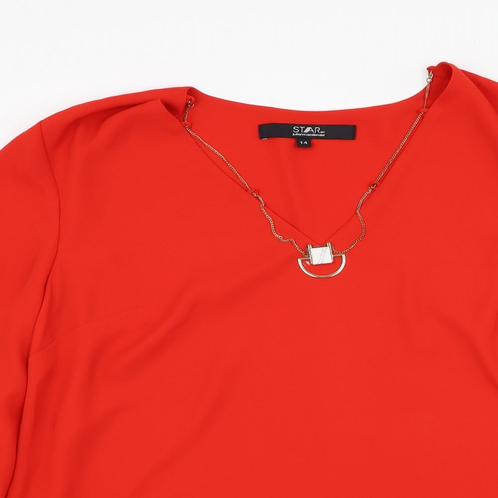 Debenhams Womens Red  Polyester Basic Blouse Size 14 V-Neck