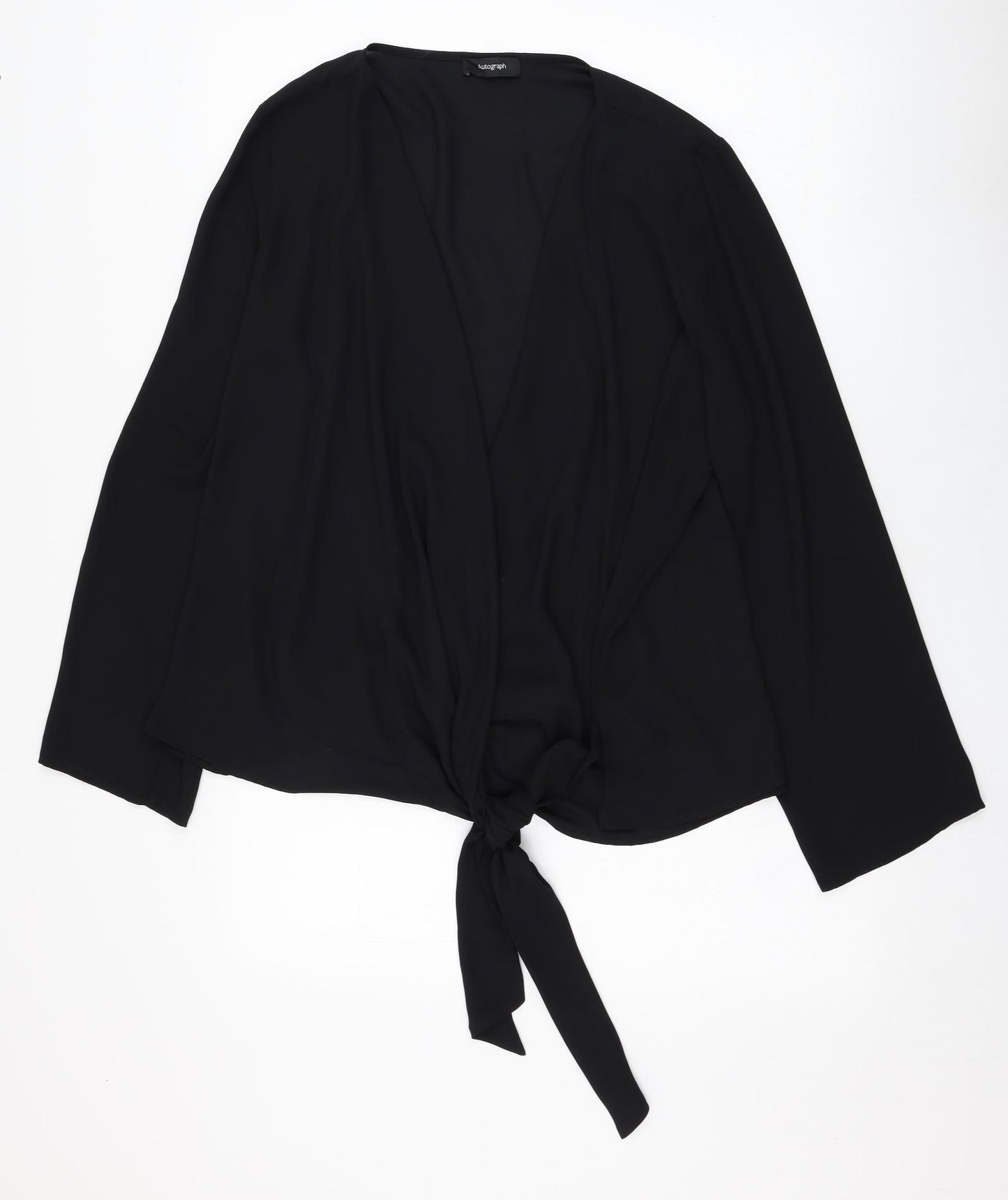 Autograph Womens Black  Polyester Wrap Blouse Size 16 V-Neck