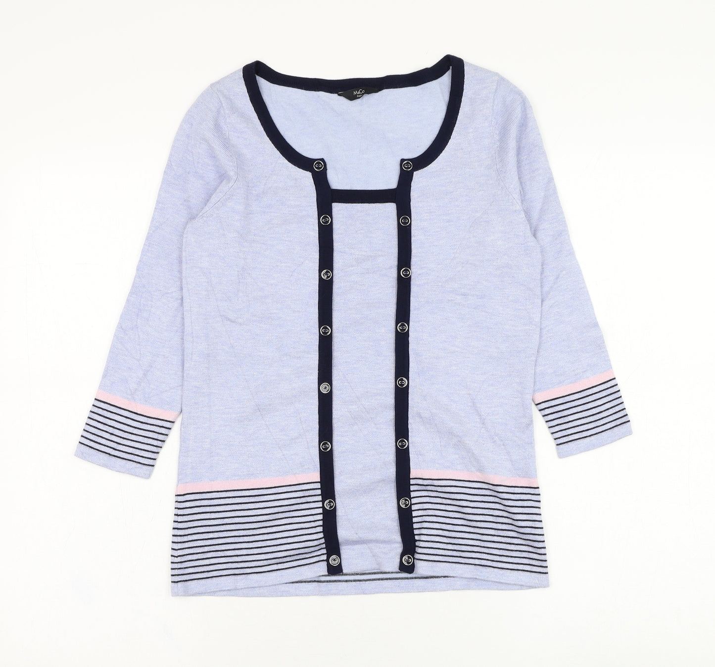 M&Co Womens Blue  Viscose Pullover Sweatshirt Size 10  Pullover