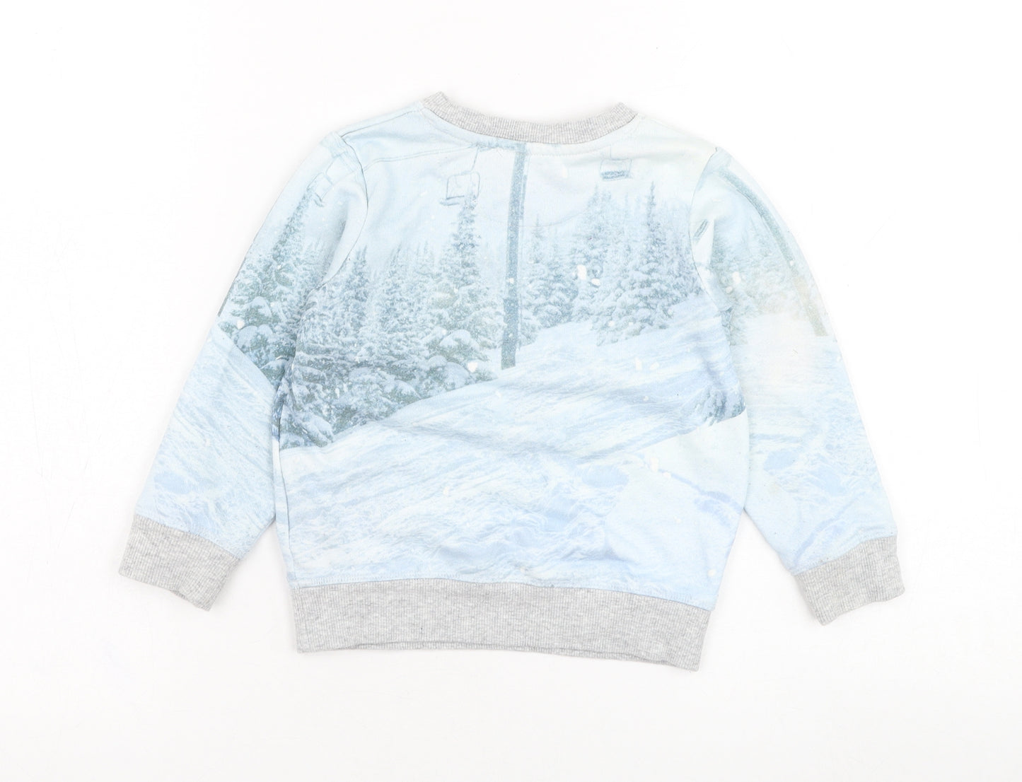 Marks and Spencer Boys Blue  Cotton Pullover Sweatshirt Size 2-3 Years  Pullover - Snow Cool, Penguin