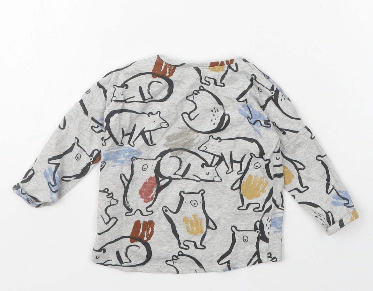 nEXT  Boys Grey Animal Print Cotton Basic T-Shirt Size 3-6 Months Crew Neck