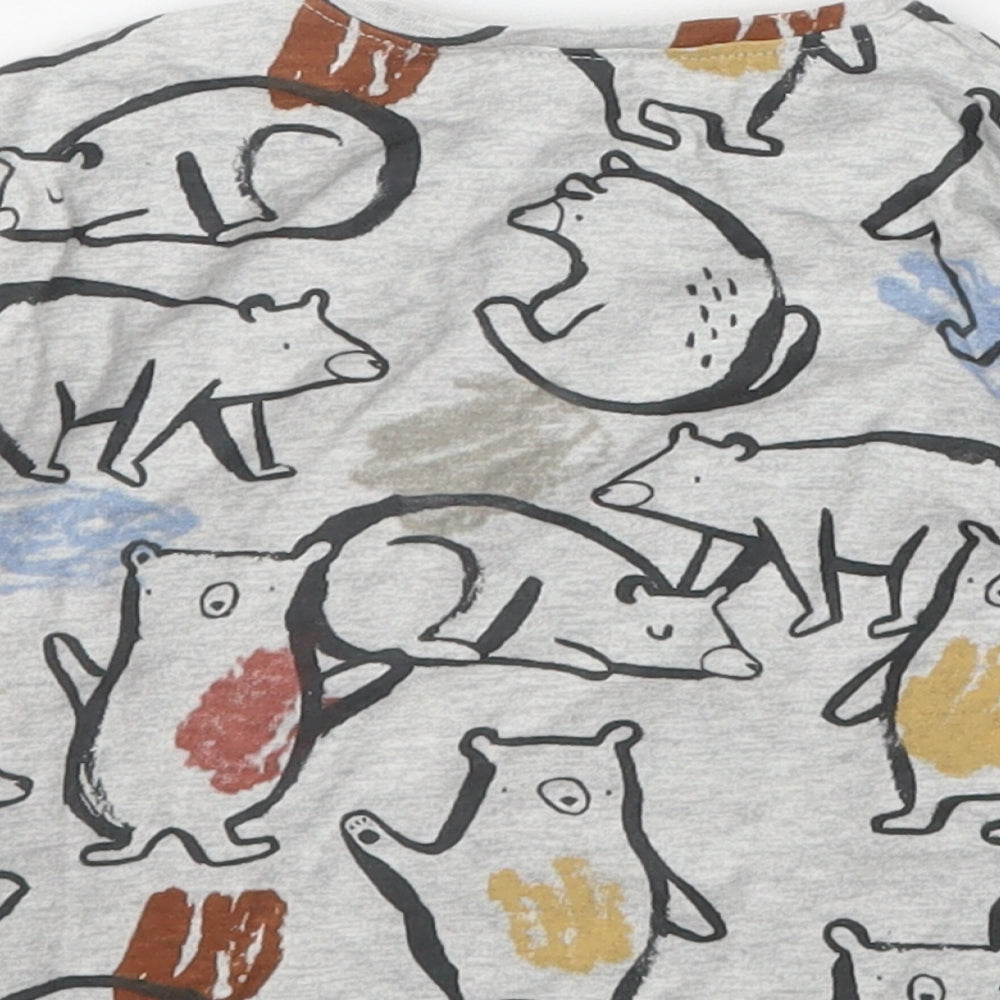 nEXT  Boys Grey Animal Print Cotton Basic T-Shirt Size 3-6 Months Crew Neck