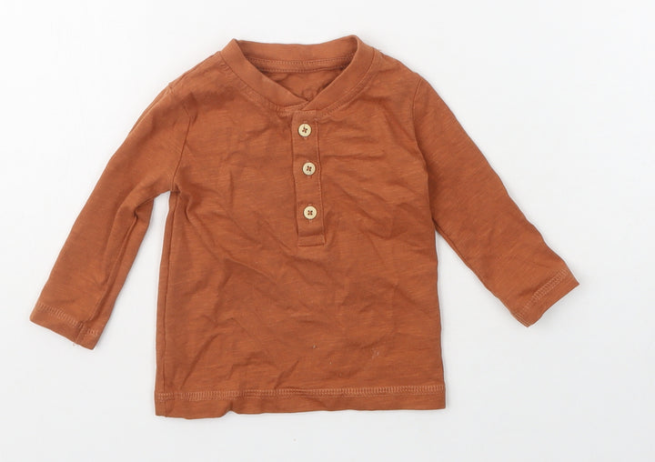 George Boys Orange  Cotton Basic T-Shirt Size 3-6 Months Henley