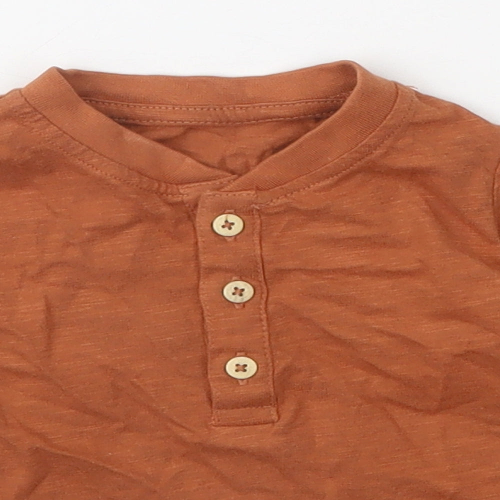 George Boys Orange  Cotton Basic T-Shirt Size 3-6 Months Henley