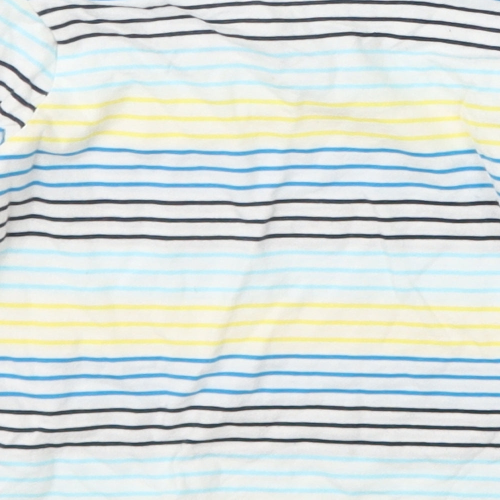 Dunnes Stores Boys White Striped Cotton Basic T-Shirt Size 3-6 Months Crew Neck