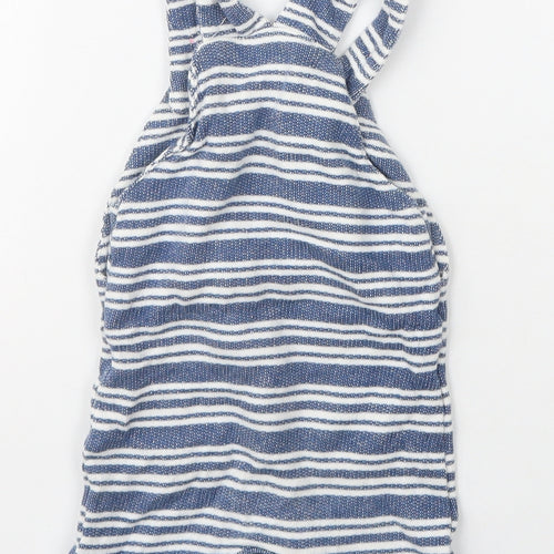 Dunnes Stores Boys Blue Striped Cotton Dungaree One-Piece Size 6-9 Months  Button