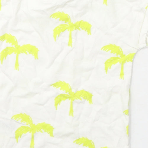 Next  Girls Ivory  Cotton Basic T-Shirt Size 6-9 Months Crew Neck  - Palm Tree Print