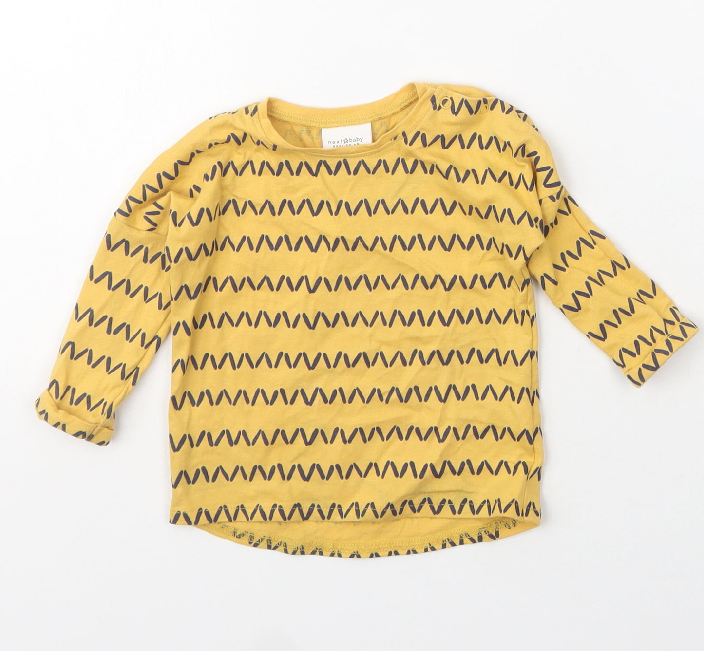 Next  Baby Yellow Chevron Cotton Basic T-Shirt Size 3-6 Months Crew Neck