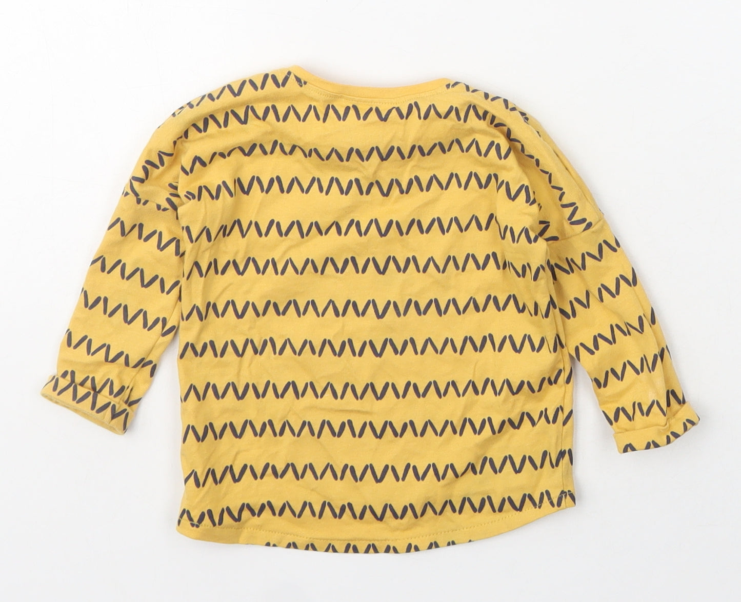 Next  Baby Yellow Chevron Cotton Basic T-Shirt Size 3-6 Months Crew Neck