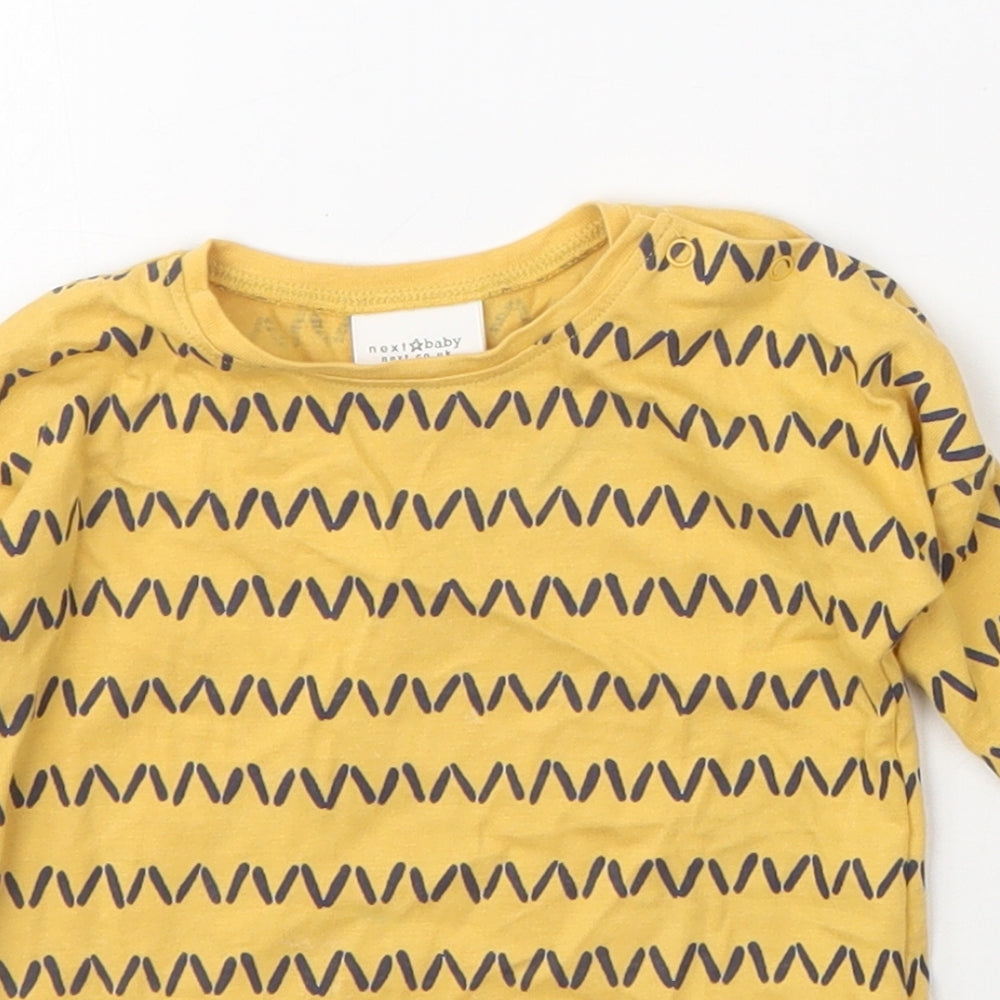 Next  Baby Yellow Chevron Cotton Basic T-Shirt Size 3-6 Months Crew Neck