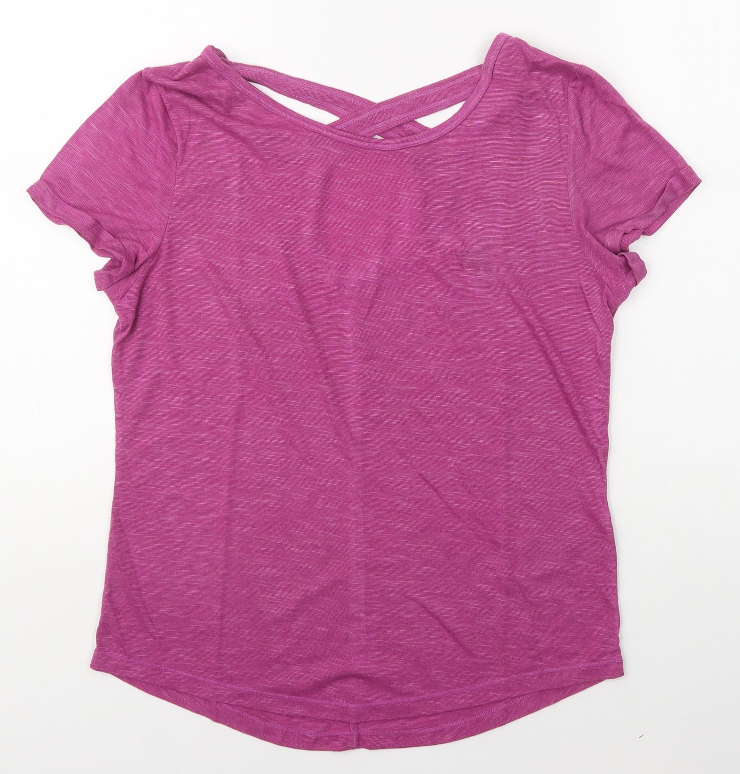 LA Gear Womens Pink  Polyester Basic Casual Size 14 Boat Neck  - key hole back
