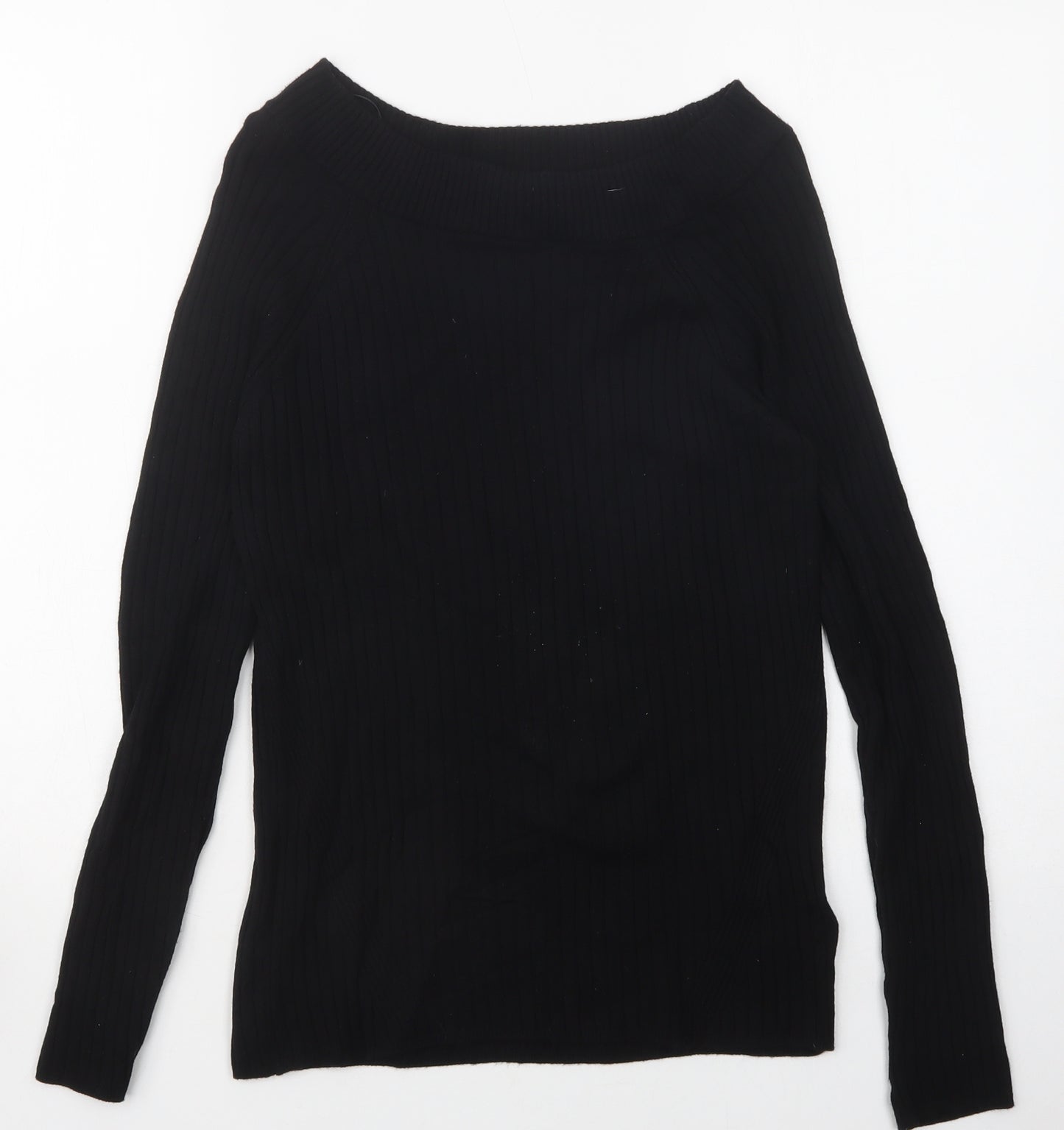 Marks and Spencer Womens Black Boat Neck  Viscose Pullover Jumper Size 14