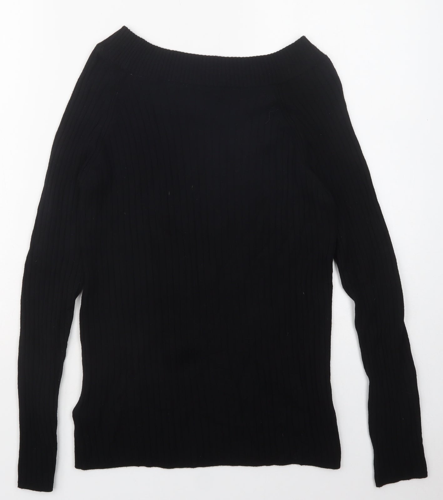 Marks and Spencer Womens Black Boat Neck  Viscose Pullover Jumper Size 14