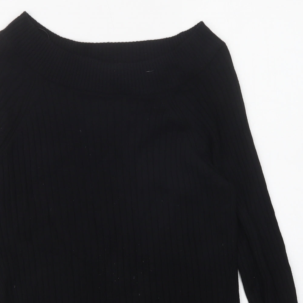 Marks and Spencer Womens Black Boat Neck  Viscose Pullover Jumper Size 14