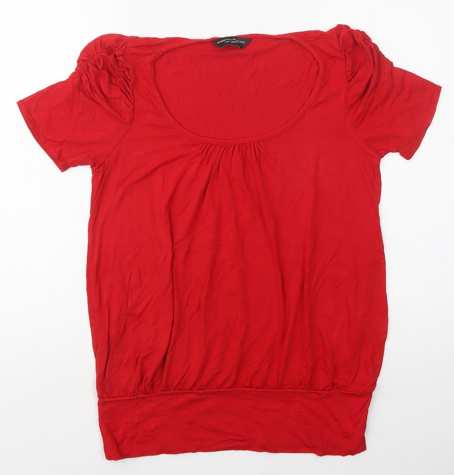 Dorothy Perkins Womens Red  Viscose Basic T-Shirt Size 14 Boat Neck