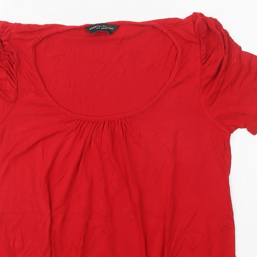 Dorothy Perkins Womens Red  Viscose Basic T-Shirt Size 14 Boat Neck