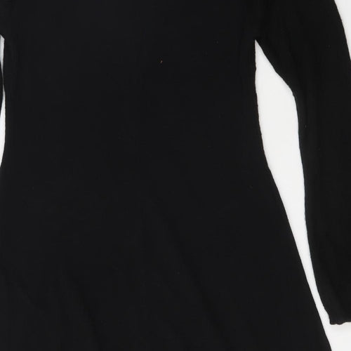 Preworn Womens Black  Viscose Fit & Flare  Size L  V-Neck