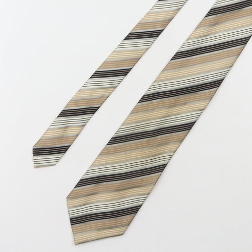 Marks and Spencer Mens Beige Striped Polyester Pointed Tie One Size