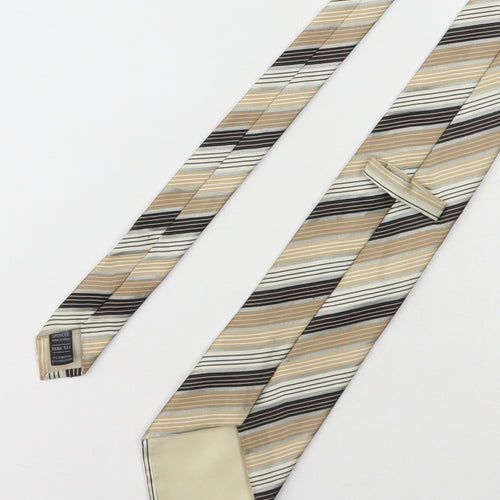 Marks and Spencer Mens Beige Striped Polyester Pointed Tie One Size