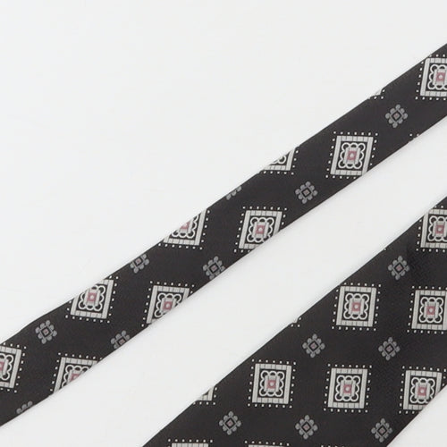 Distinctive Menswear Mens Black Floral Polyester Pointed Tie One Size