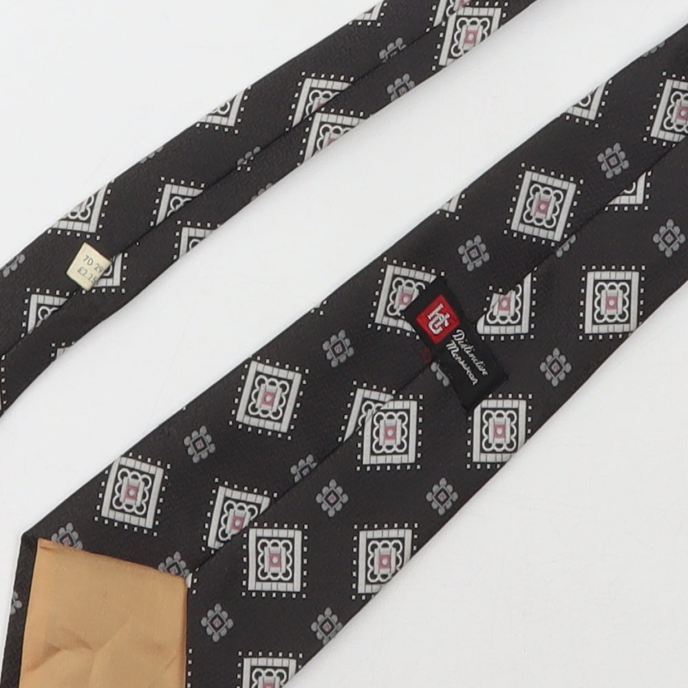 Distinctive Menswear Mens Black Floral Polyester Pointed Tie One Size