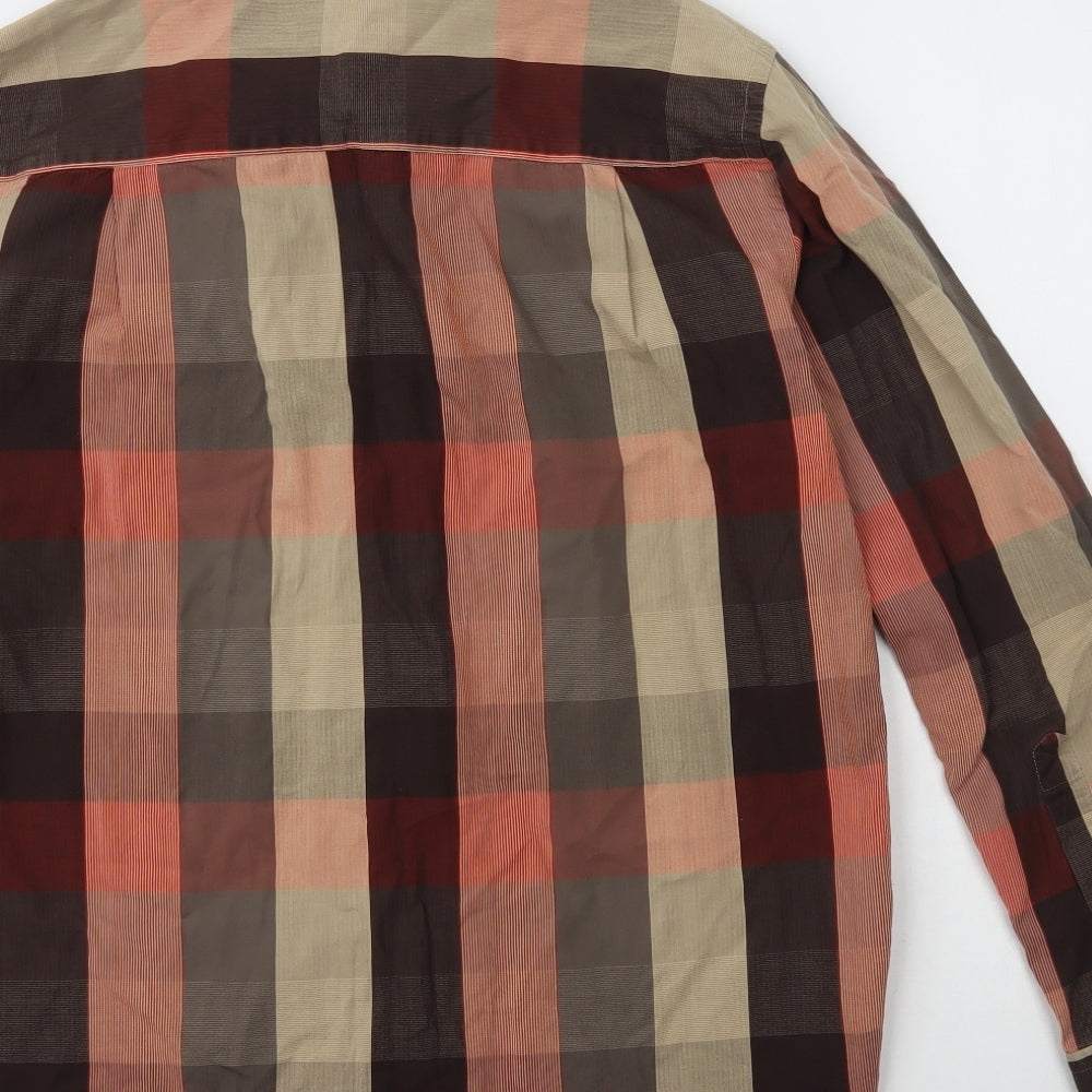 State of art Mens Brown Check Cotton  Button-Up Size M Collared