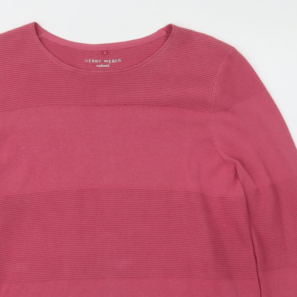 Gerry Weber Womens Pink Boat Neck  Cotton Pullover Jumper Size 10