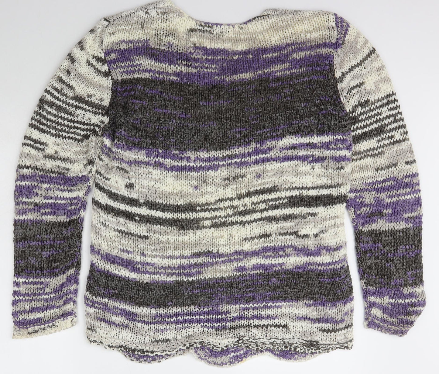 Passport Womens Ivory V-Neck  Acrylic Pullover Jumper Size M