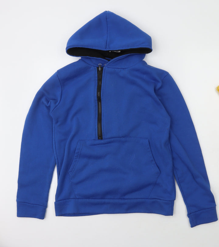 Deer Gray Boys Blue Polyester Pullover Hoodie Size M - side zip