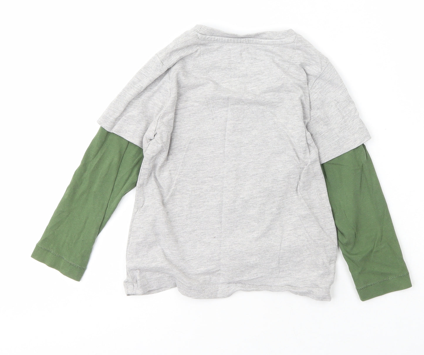 Marks and Spencer Boys Grey  Cotton Basic T-Shirt Size 2-3 Years Crew Neck  - Dinosaur