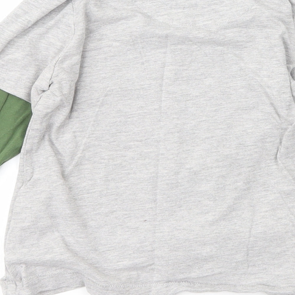 Marks and Spencer Boys Grey  Cotton Basic T-Shirt Size 2-3 Years Crew Neck  - Dinosaur