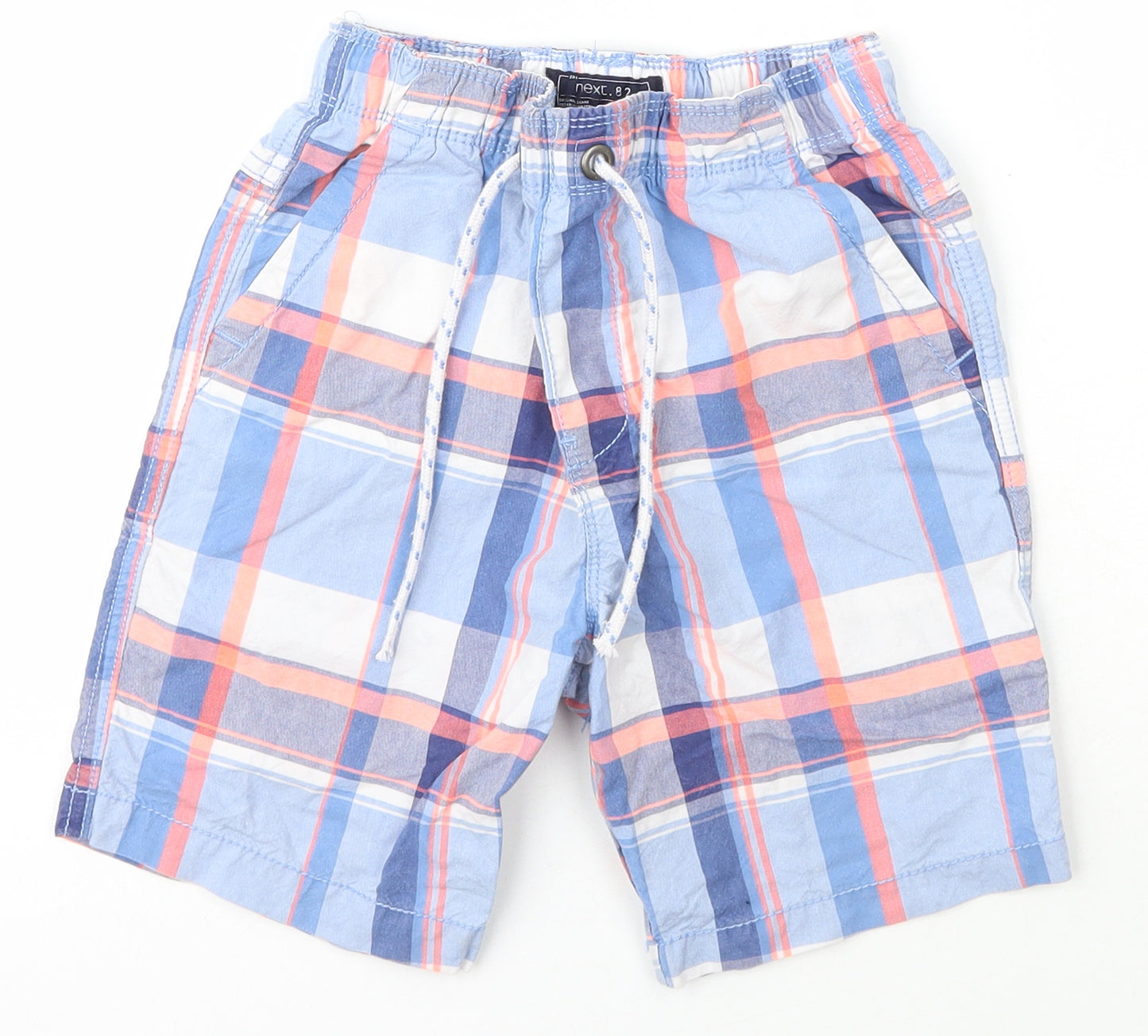 NEXT Boys Blue Check Cotton Chino Shorts Size 9 Years  Regular