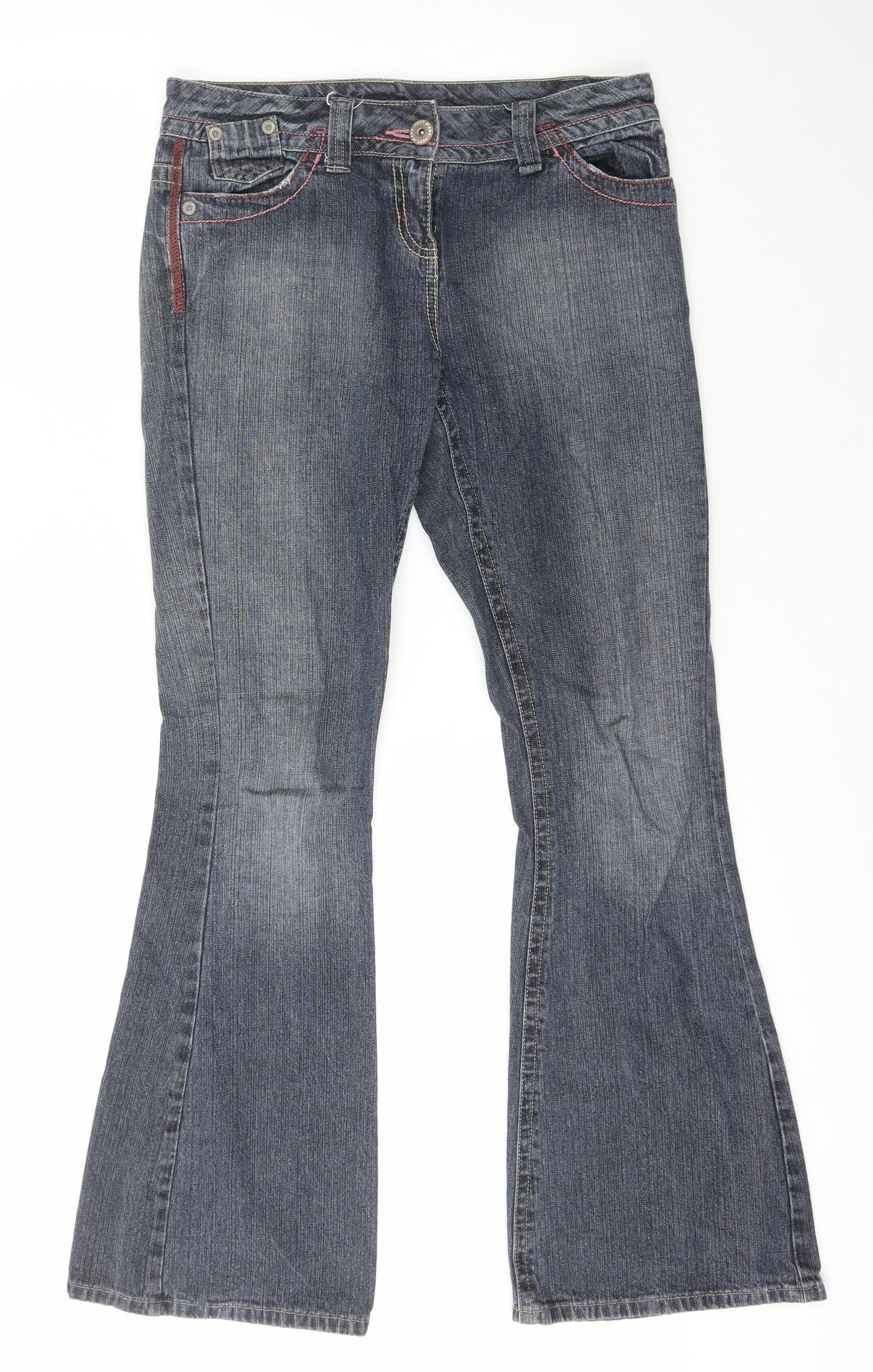 NEXT Womens Blue  Cotton Flared Jeans Size 8 L31 in Regular