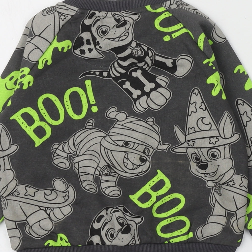 Paw Patrol Boys Grey Geometric Cotton Pullover Hoodie Size 2-3 Years   - Halloween Hoodie