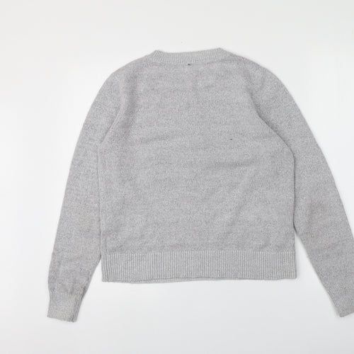 Oasis Womens Grey Round Neck  Acrylic Pullover Jumper Size M