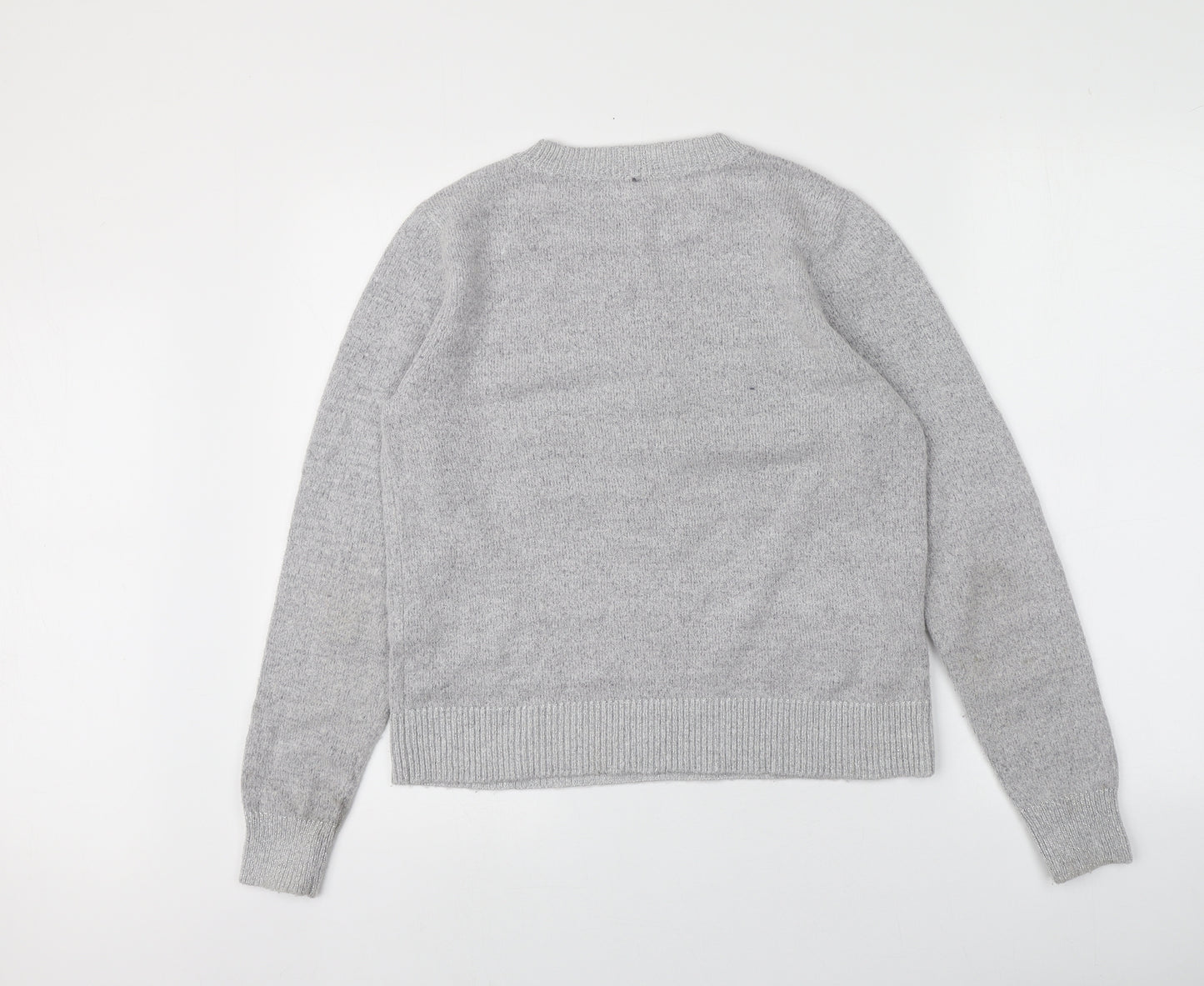 Oasis Womens Grey Round Neck  Acrylic Pullover Jumper Size M
